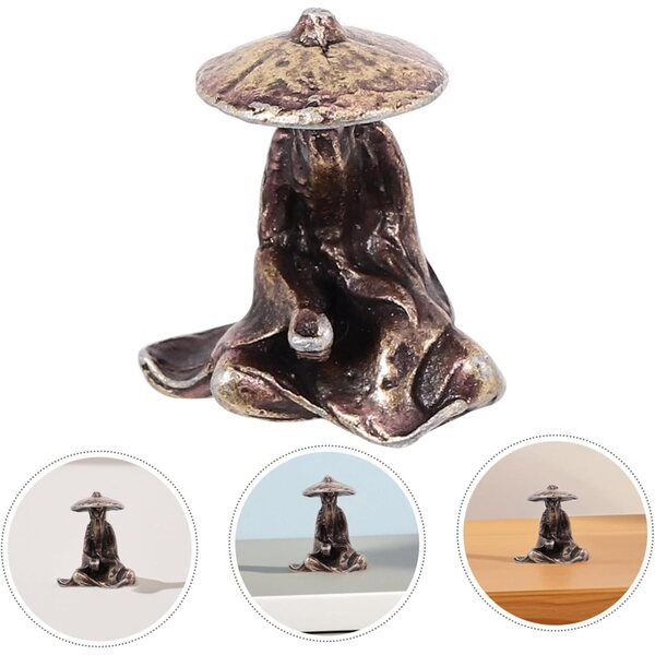 INOOMP Vintage-Metallminiatur für Bonsai und Terrarien – Fischerfigur