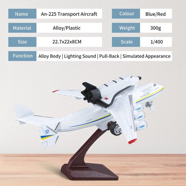 Sowjetisches Flugzeugmodell An-225 Mriya 1:400 mit Buran Orbiter – Sammlung und Geschenk