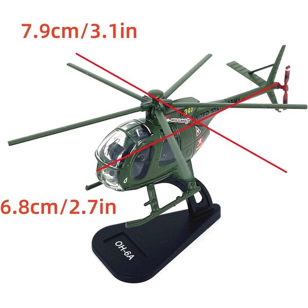 US Army OH-6A Cayuse 1:100 Legierungshubschraubermodell, perfekt zum Sammeln und Verschenken
