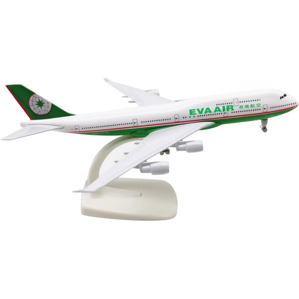 Eva Air B747 Flugzeugmodell aus Legierung im Maßstab 1:350, realistische Details und Ausstellungsstand