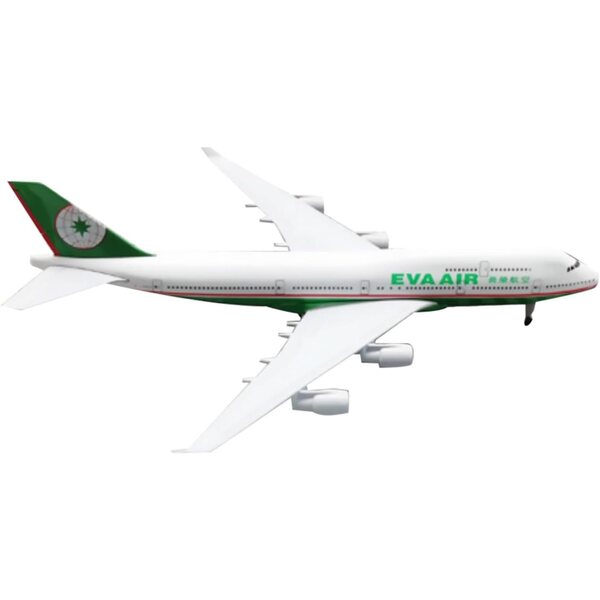 Eva Air B747 Flugzeugmodell aus Legierung im Maßstab 1:350, realistische Details und Ausstellungsstand