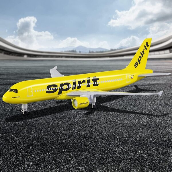 American Spirit A320 Flugzeugmodell im Maßstab 1:300 mit beweglichen Rädern und elegantem Display