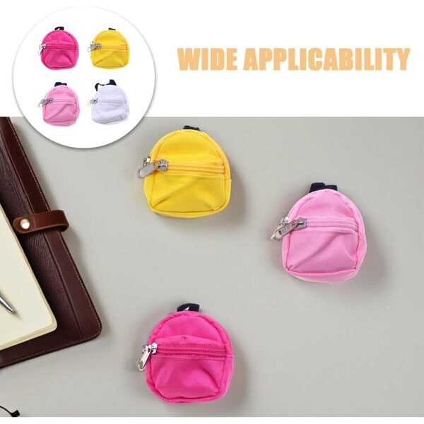 VICASKY Mini-Rucksack für Puppenhäuser, 4 Stück, realistisch und detailliert, 8 x 7 x 4 cm