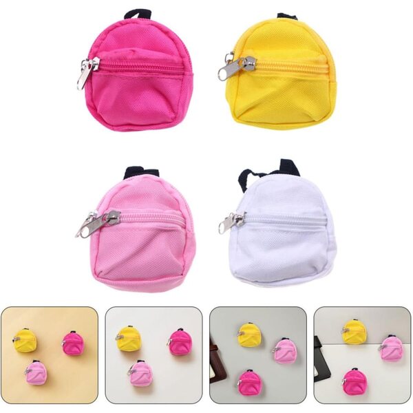 VICASKY Mini-Rucksack für Puppenhäuser, 4 Stück, realistisch und detailliert, 8 x 7 x 4 cm