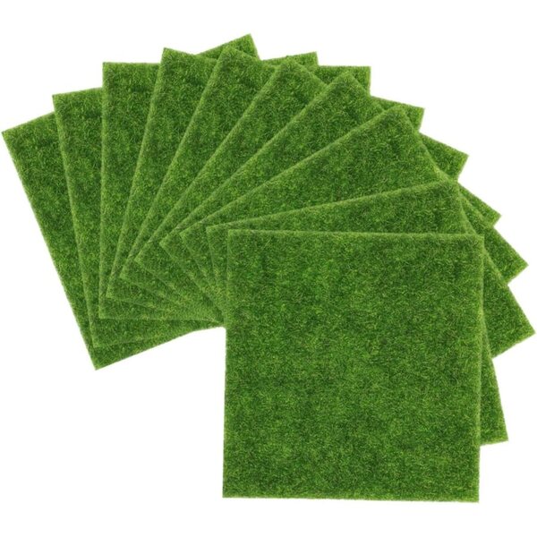 10 pezzi Tappeto Erboso Imitazione Realistico per Micro Paesaggio e Decorazioni Verdi