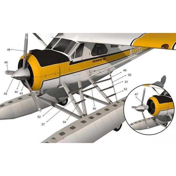 3D-Papiermodell DHC-2 Beaver Float Wasserflugzeug Bausatz 1/32 ZEZEFUFU