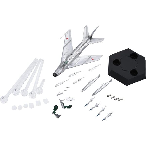 MOUDOAUER Sowjetisches MIG-19PM-Flugzeugmodell 1/72 aus Legierung mit Display