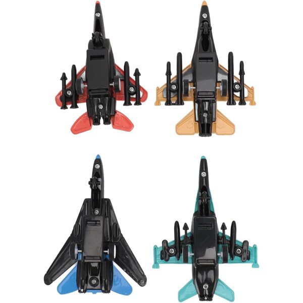 Asixxsix Set mit 4 realistischen Kampfflugzeugmodellen aus Legierung mit Rückzugsfunktion