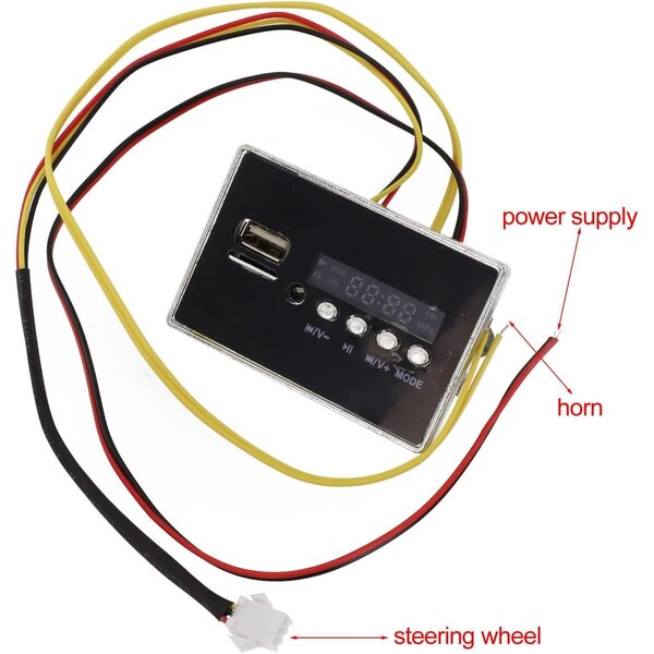 Scheda musicale per auto elettrica bambini 12V con USB, MP3 e display integrato