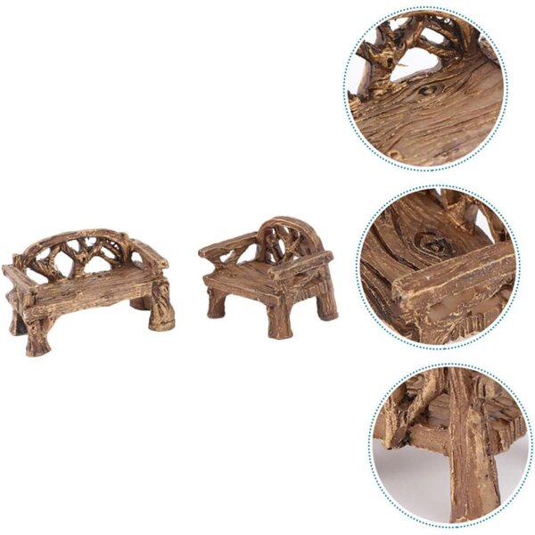 Set mit 2 Miniatur-Harzornamenten für Mikrolandschaften und Topfpflanzen