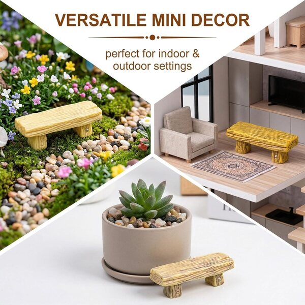 4 Vintage Bänke Miniatur für Feengarten, realistische Möbel, dekoratives Zubehör