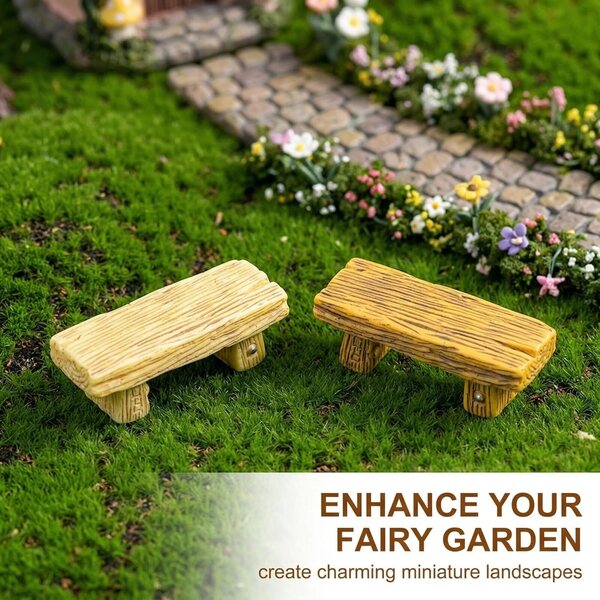 4 Vintage Bänke Miniatur für Feengarten, realistische Möbel, dekoratives Zubehör