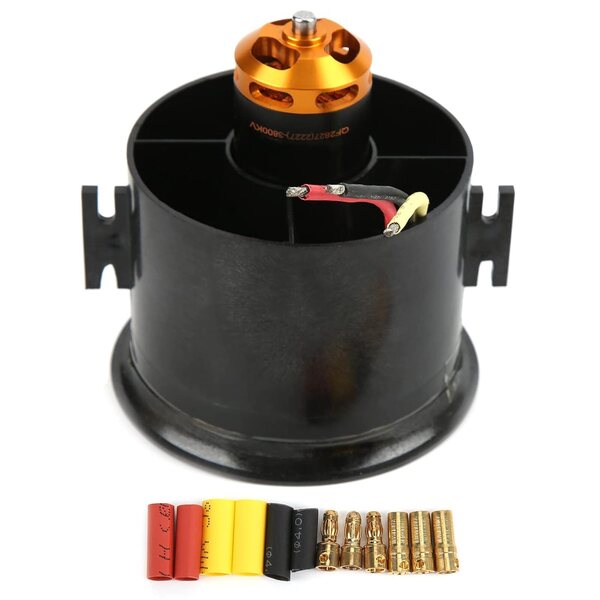 RC-Kanalventilator, 70 mm, 6 Flügel, mit 3800-kV-Motor für RC-Flugzeuge, Schwarz