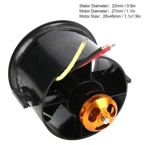 RC-Kanalventilator, 70 mm, 6 Flügel, mit 3800-kV-Motor für RC-Flugzeuge, Schwarz