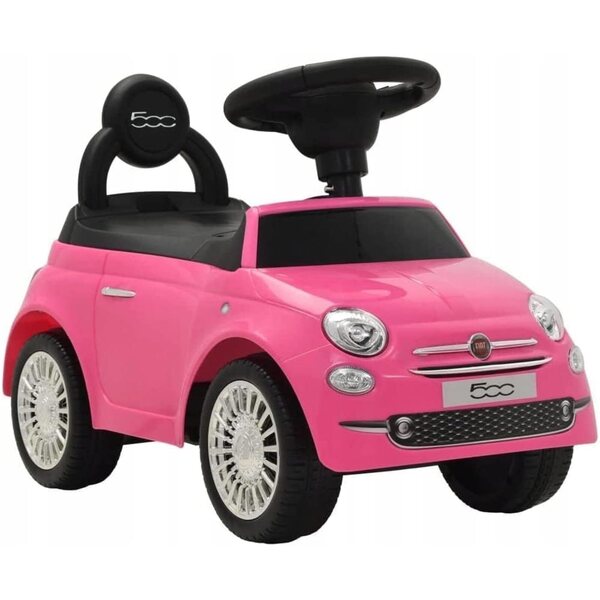 Coil Car Ride Fiat 500 für Kinder mit Geräuschen und Kofferraum unter dem Sitz in Rosa