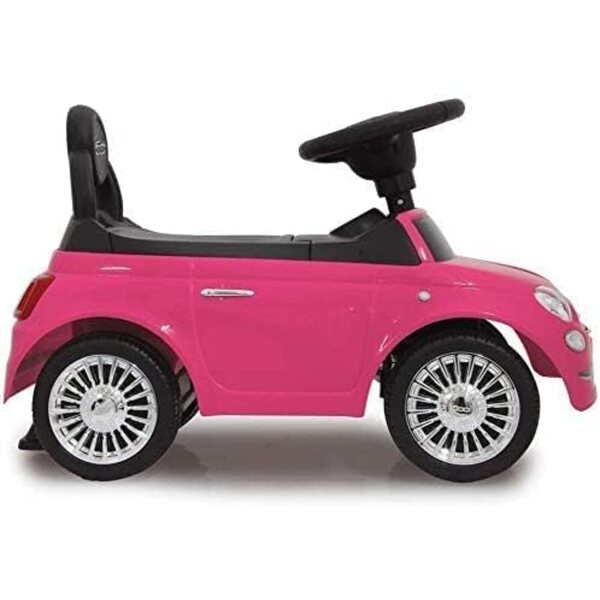 Coil Car Ride Fiat 500 für Kinder mit Geräuschen und Kofferraum unter dem Sitz in Rosa