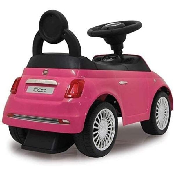 Coil Car Ride Fiat 500 für Kinder mit Geräuschen und Kofferraum unter dem Sitz in Rosa