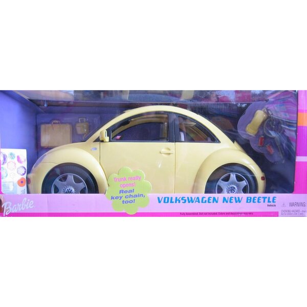 Barbie Volkswagen Beetle gelb mit echtem Vintage-Schlüsselanhänger aus dem Jahr 2000