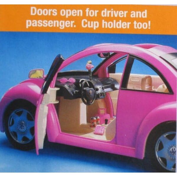 Barbie Volkswagen Beetle gelb mit echtem Vintage-Schlüsselanhänger aus dem Jahr 2000