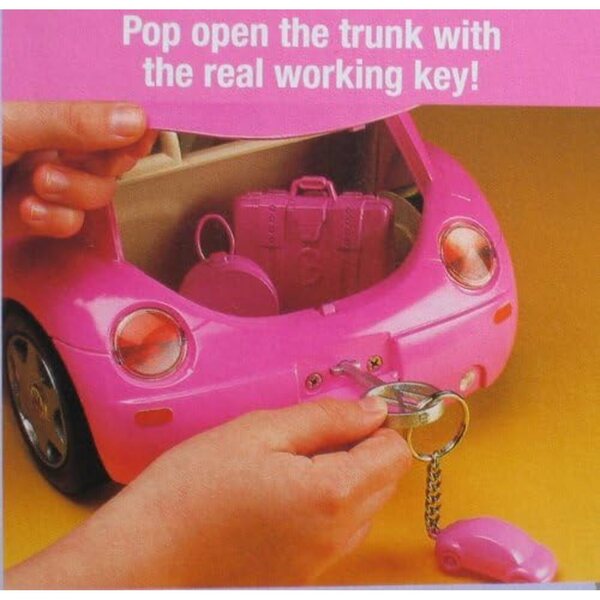 Barbie Volkswagen Beetle gelb mit echtem Vintage-Schlüsselanhänger aus dem Jahr 2000