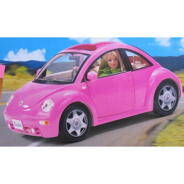 Barbie Volkswagen Beetle gelb mit echtem Vintage-Schlüsselanhänger aus dem Jahr 2000