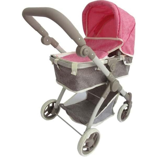 DON DINO Car Kleines Vordach mit drehbaren Rädern Braun/Rosa – Komfort und Praktikabilität