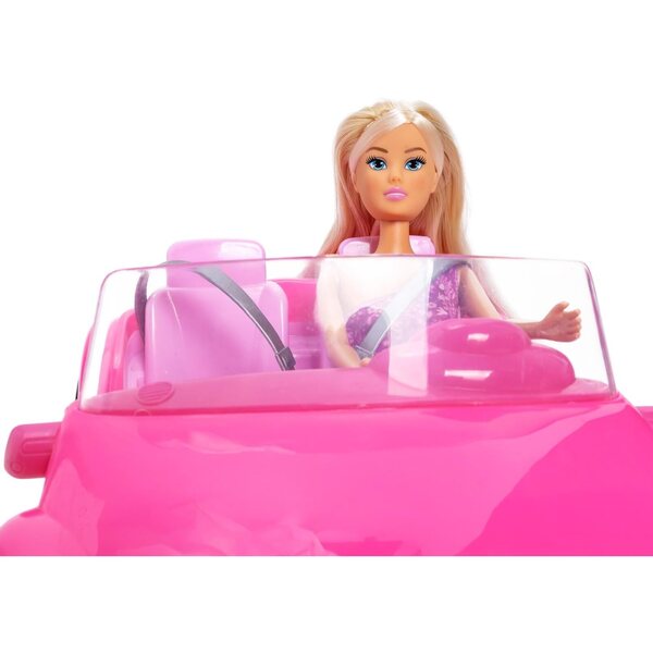 Simba Steffi Love Beach Car con passeggino da spiaggia e adesivi, 29 cm per bambole