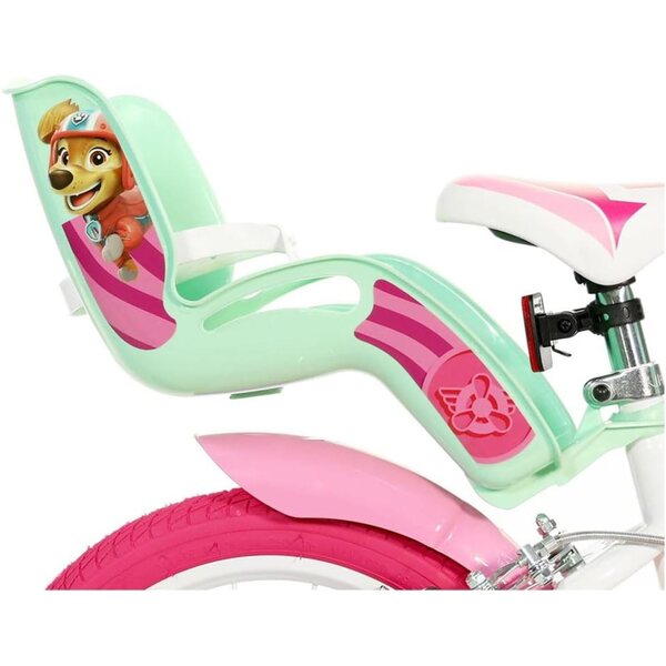 Rosafarbenes 14-Zoll-Mädchenfahrrad „Paw Patrol“ mit Korb, Klingel und Puppenhalter