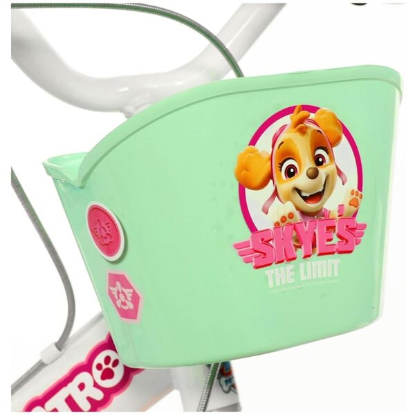 Rosafarbenes 14-Zoll-Mädchenfahrrad „Paw Patrol“ mit Korb, Klingel und Puppenhalter