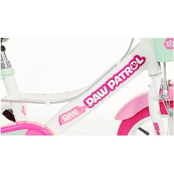 Rosafarbenes 14-Zoll-Mädchenfahrrad „Paw Patrol“ mit Korb, Klingel und Puppenhalter