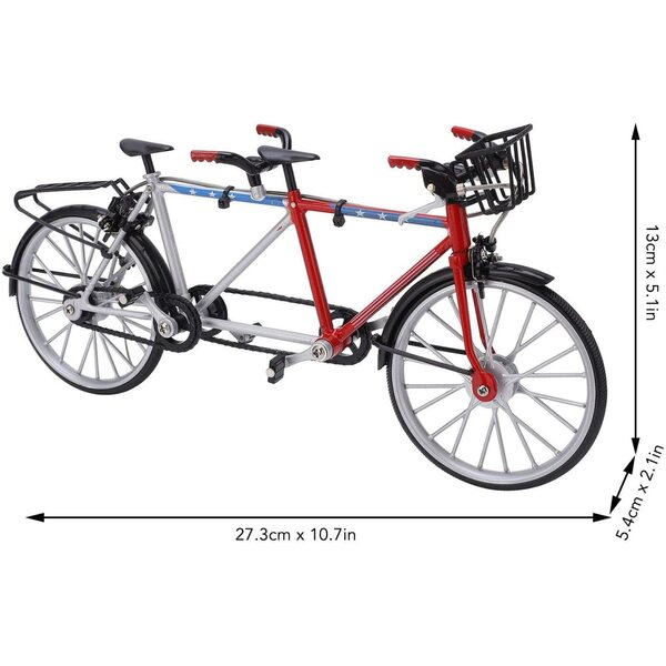 1/10 Miniatur-Tandem-Fahrradmodell aus Metall und Gummi zum Sammeln und Dekorieren