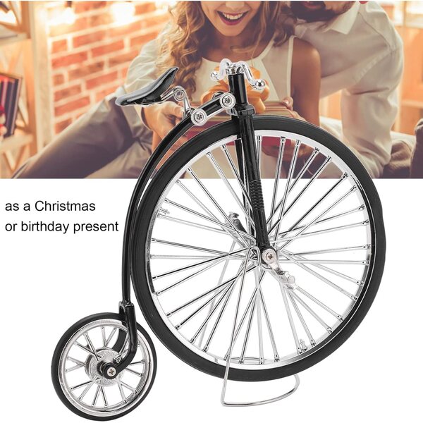 Ornamento bicicletta in lega vintage nero 16,5x18 cm decorazione artigianale