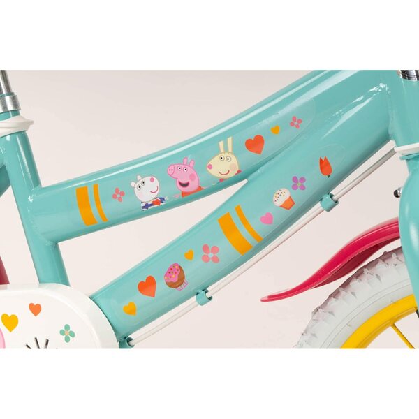 TOIMSA 16'' Peppa Pig Fahrrad mit verstellbarem Sattel, Korb und Kinderwagenzubehör