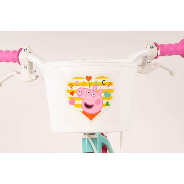 TOIMSA 16'' Peppa Pig Fahrrad mit verstellbarem Sattel, Korb und Kinderwagenzubehör