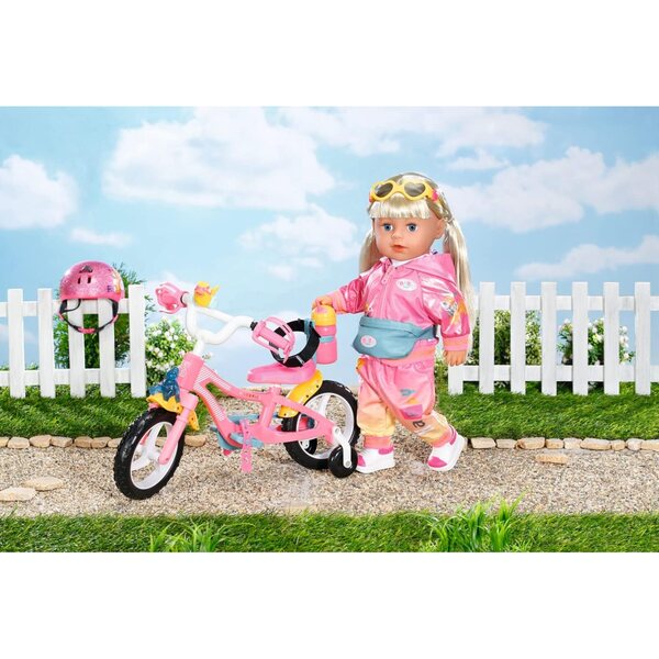 BABY born Rosa Fahrrad für 43 cm große Puppen mit Lichtern, Geräuschen und Zubehör