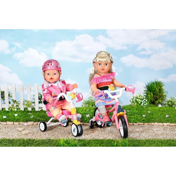 BABY born Rosa Fahrrad für 43 cm große Puppen mit Lichtern, Geräuschen und Zubehör