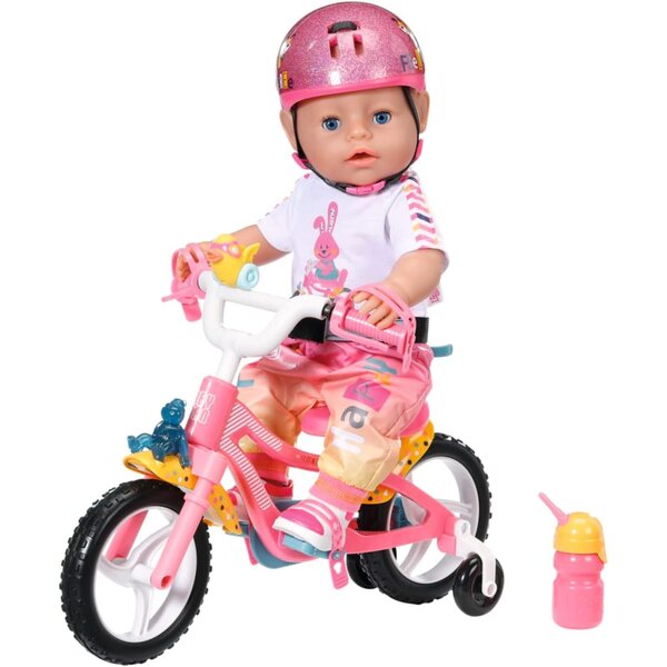 BABY born Rosa Fahrrad für 43 cm große Puppen mit Lichtern, Geräuschen und Zubehör