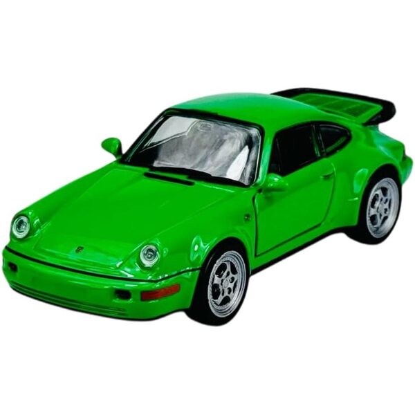 Porsche 911 964 Turbo 1988–1994, grünes Modell, 1:34–1:39, Metall mit Türen zum Öffnen