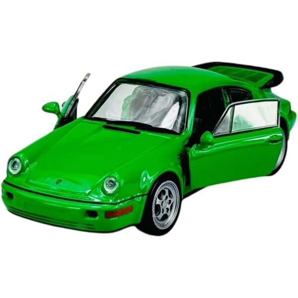 Porsche 911 964 Turbo 1988–1994, grünes Modell, 1:34–1:39, Metall mit Türen zum Öffnen