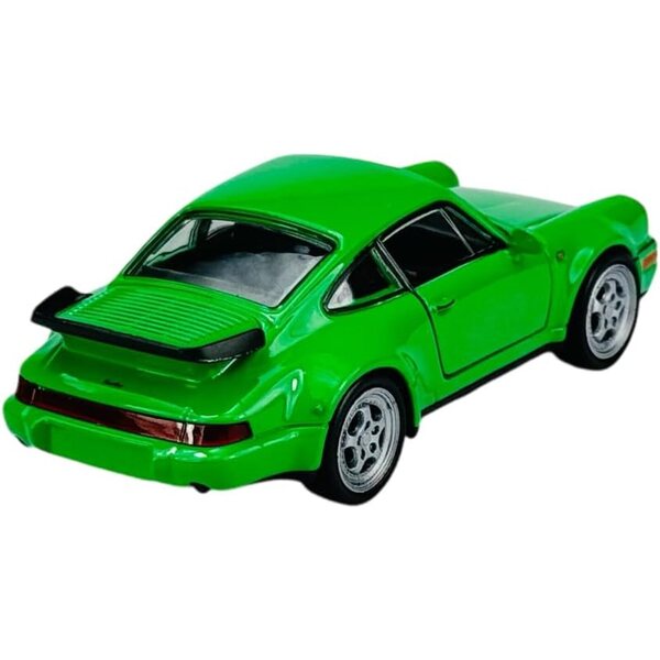 Porsche 911 964 Turbo 1988–1994, grünes Modell, 1:34–1:39, Metall mit Türen zum Öffnen