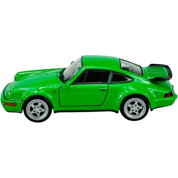 Porsche 911 964 Turbo 1988–1994, grünes Modell, 1:34–1:39, Metall mit Türen zum Öffnen