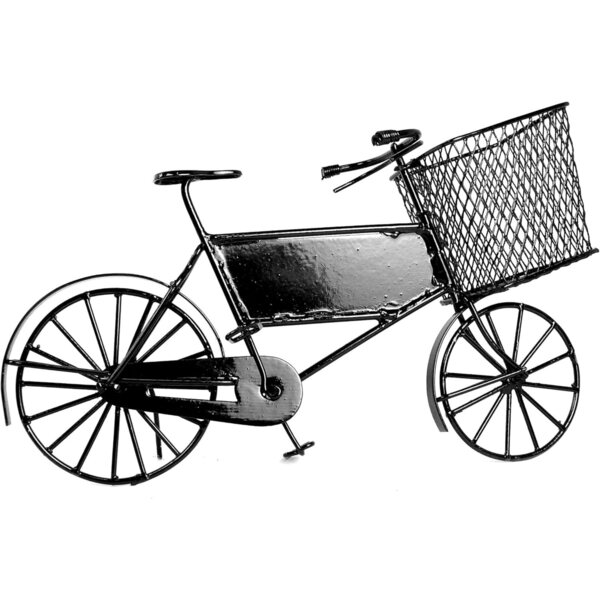 Schwarzes Miniatur-Lieferfahrrad im Maßstab 1:12 für Puppenhäuser