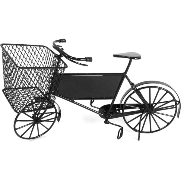 Schwarzes Miniatur-Lieferfahrrad im Maßstab 1:12 für Puppenhäuser