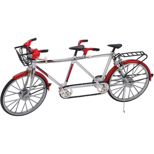 SIXRUN Mini-Tandemfahrrad 28 cm aus Legierung, realistisches dekoratives Desktop-Modell
