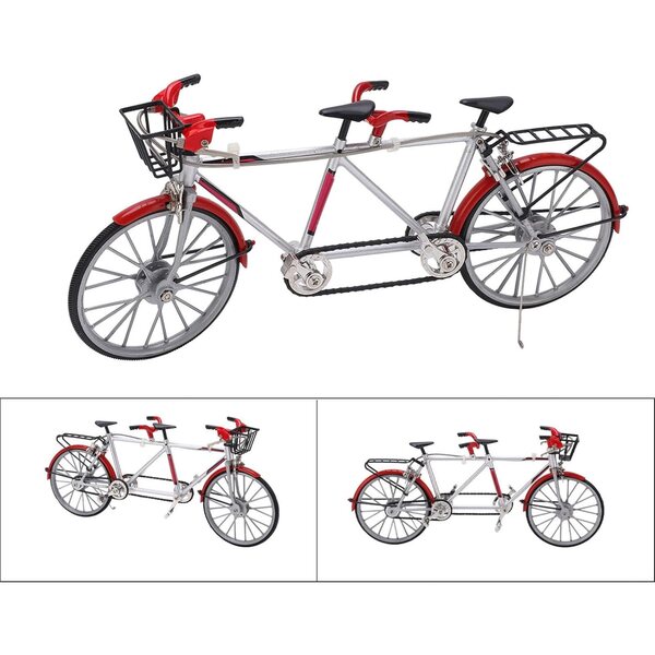 SIXRUN Mini-Tandemfahrrad 28 cm aus Legierung, realistisches dekoratives Desktop-Modell