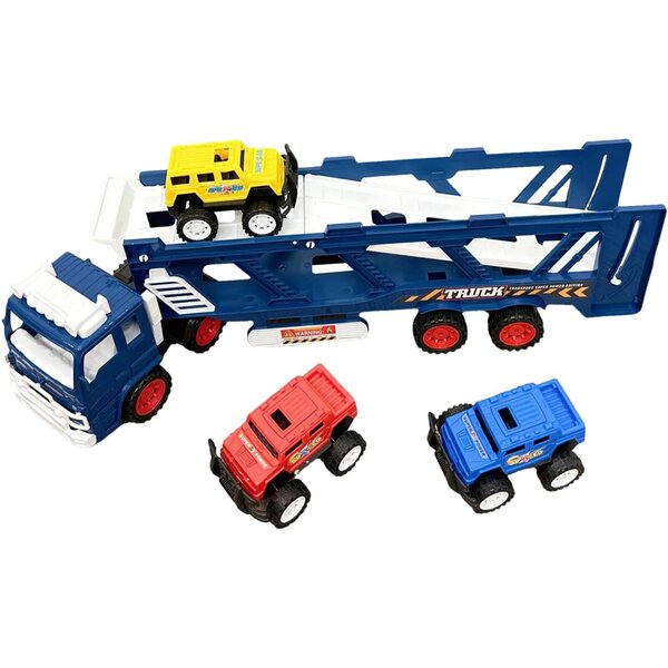 XGarage Spielzeugtransporter mit Rampe und 3 Mini-Trägheitsautos für Kinder