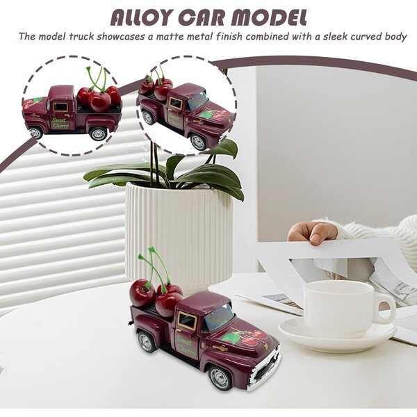 Camion decorativo vintage con frutta artificiale per casa, cucina e mensole