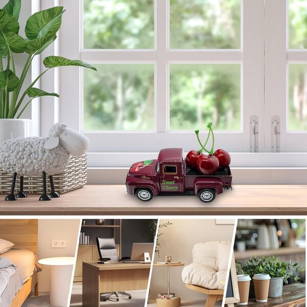 Camion decorativo vintage con frutta artificiale per casa, cucina e mensole