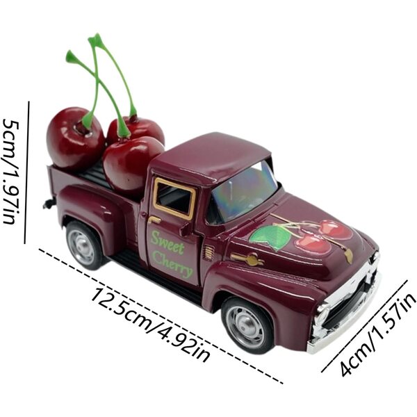Camion decorativo vintage con frutta artificiale per casa, cucina e mensole
