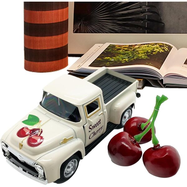 Decorazione Camion Rustico con 3 Frutti Finti per Casa, Cucina e Mensola